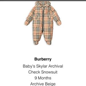 Burberry 🔥
Baby's Skylar Archival Check Snowsuit
9 Months Unisex
Archive Beige